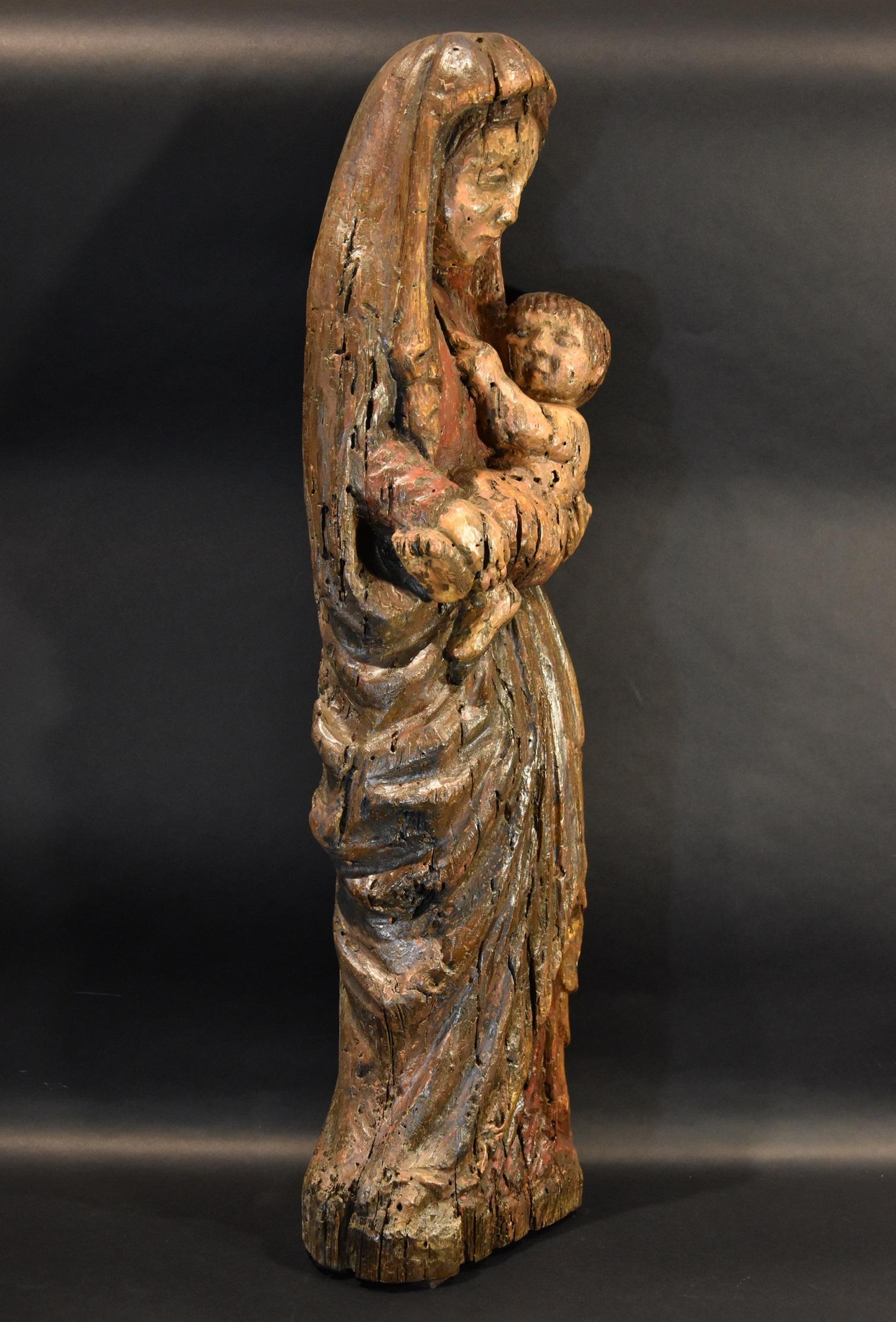 Jungfrau und Kind franko-katalanischer Bildhauer 13-14. Jahrhundert Wood Spanish  im Angebot 2