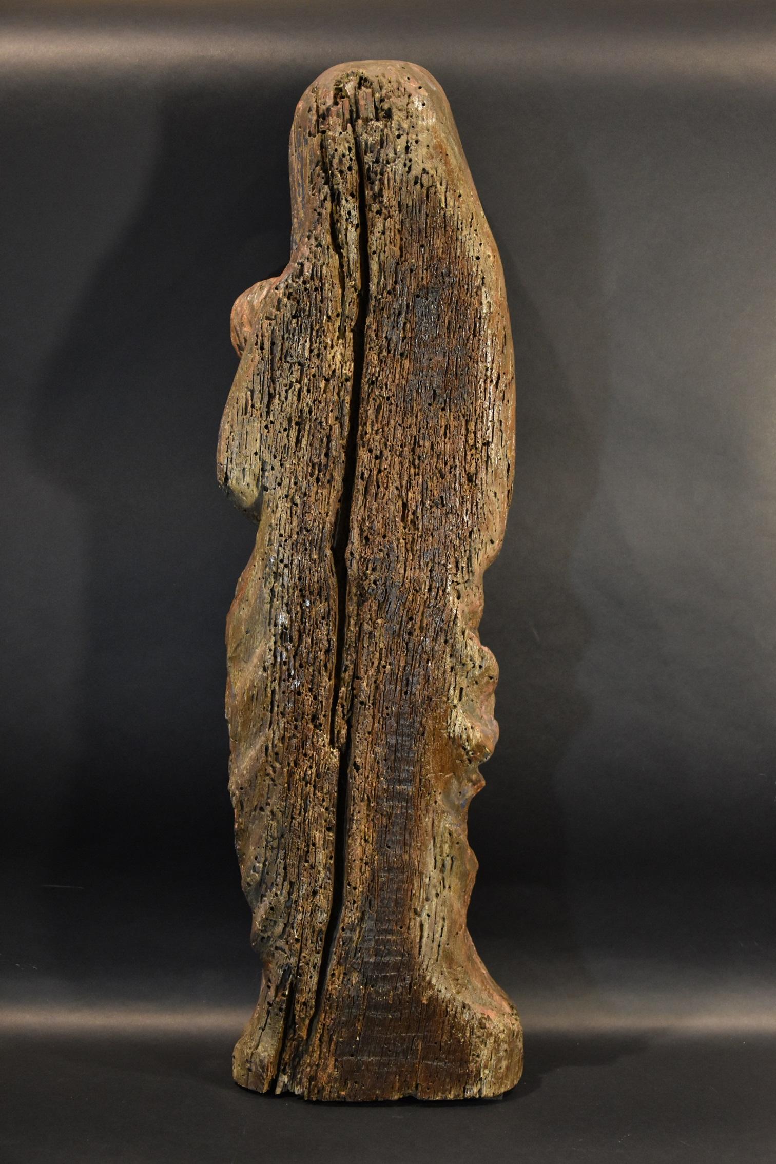 Jungfrau und Kind franko-katalanischer Bildhauer 13-14. Jahrhundert Wood Spanish  im Angebot 4