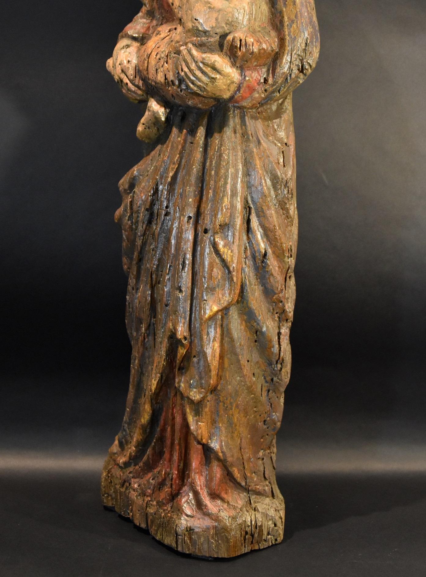 Jungfrau und Kind franko-katalanischer Bildhauer 13-14. Jahrhundert Wood Spanish  im Angebot 5