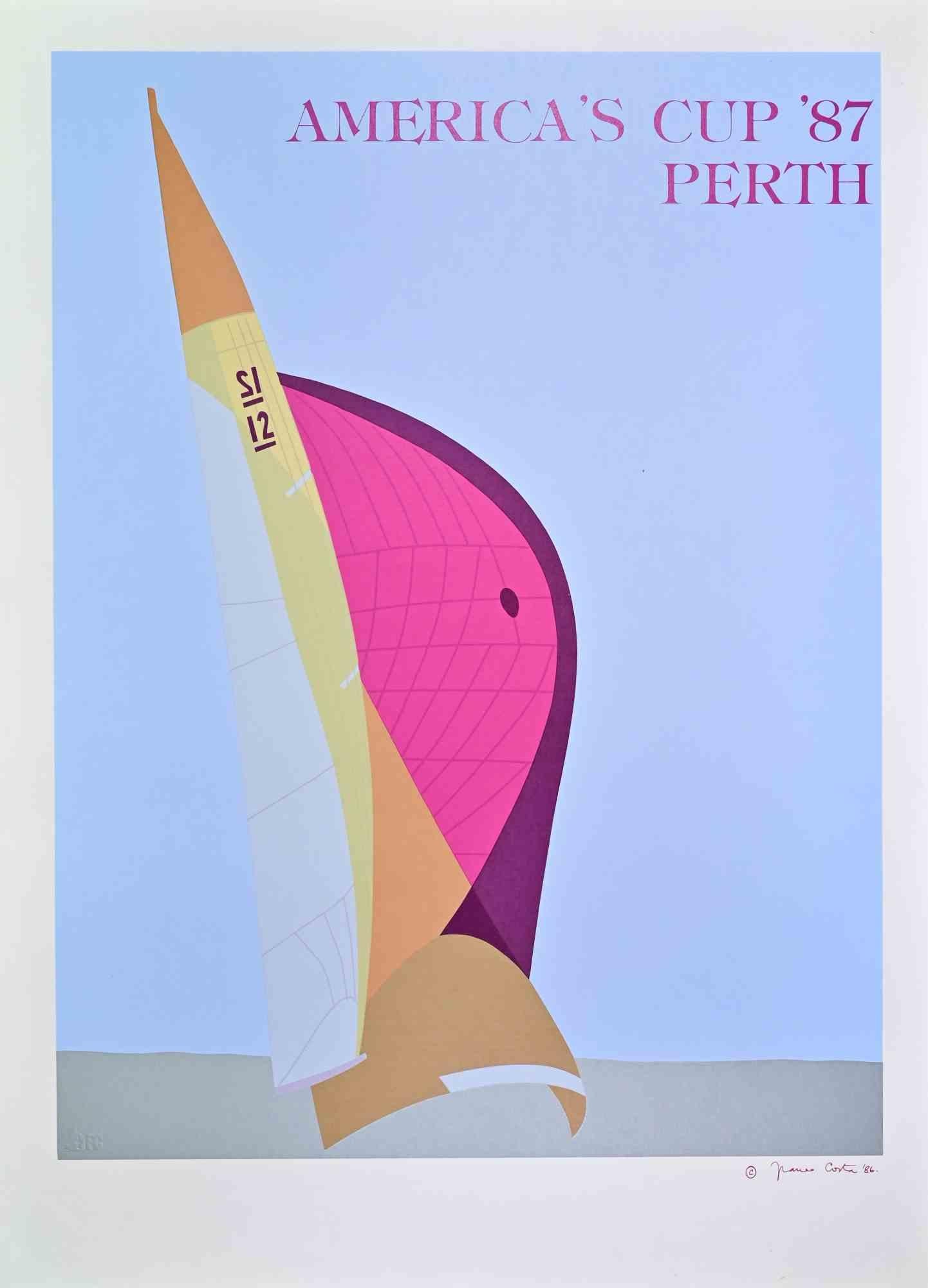 Coupe de l'America '87 Perth - Sérigraphie de Franco Costa - 1986