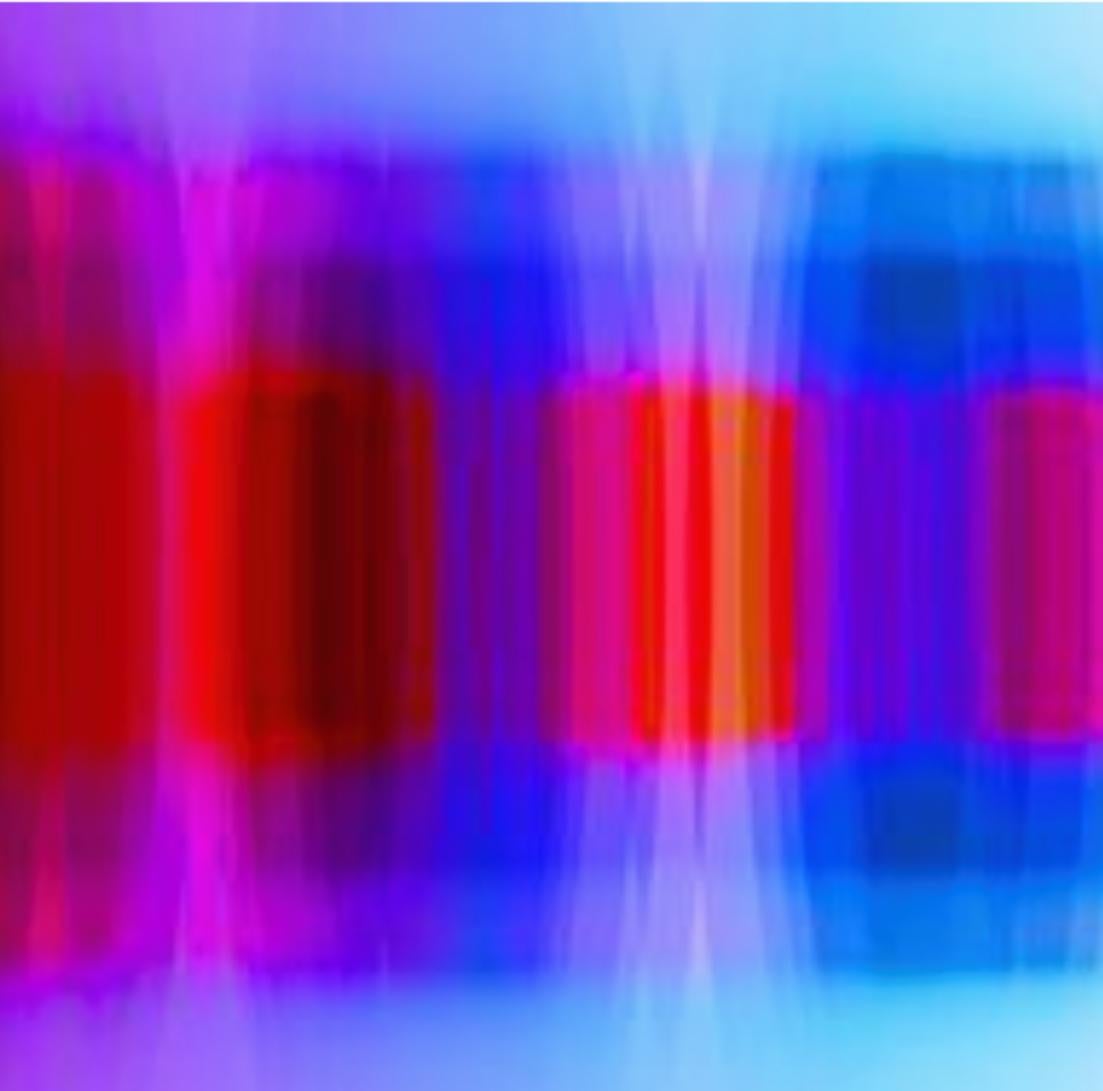 Leuchtend Futurisch Blau/Rotes horizontales abstraktes Gemälde / Franco DeFrancesca  im Angebot 3