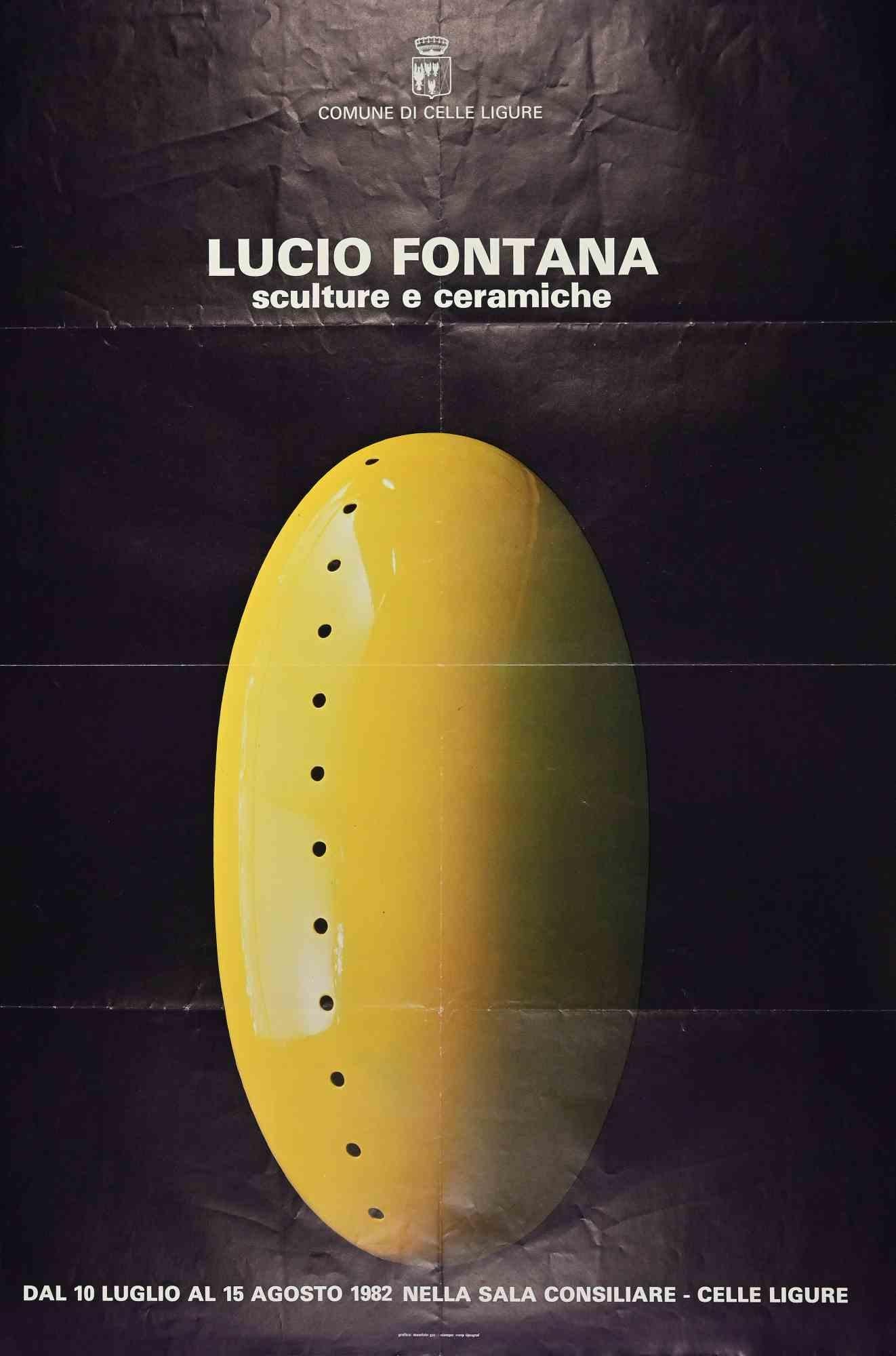 Franco Fontana Color Photograph - Lucio Fontana - Vintage Exhibition Poster - 1982