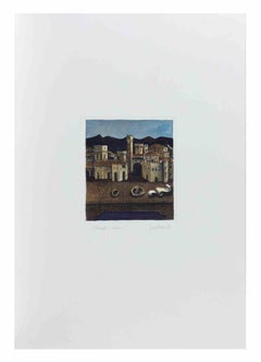 Paesaggio urbano - Acquaforte di Franco Fortunato - Anni '90