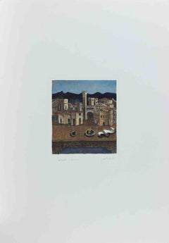 Cityscape - Etching by Franco Fortunato - 1990s