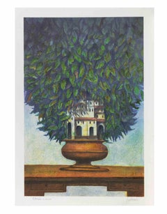 La città giardino - Litografia di Franco Fortunato - Anni '90