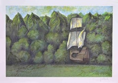 Le bateau - Sérigraphie de Franco Fortunato - années 1990
