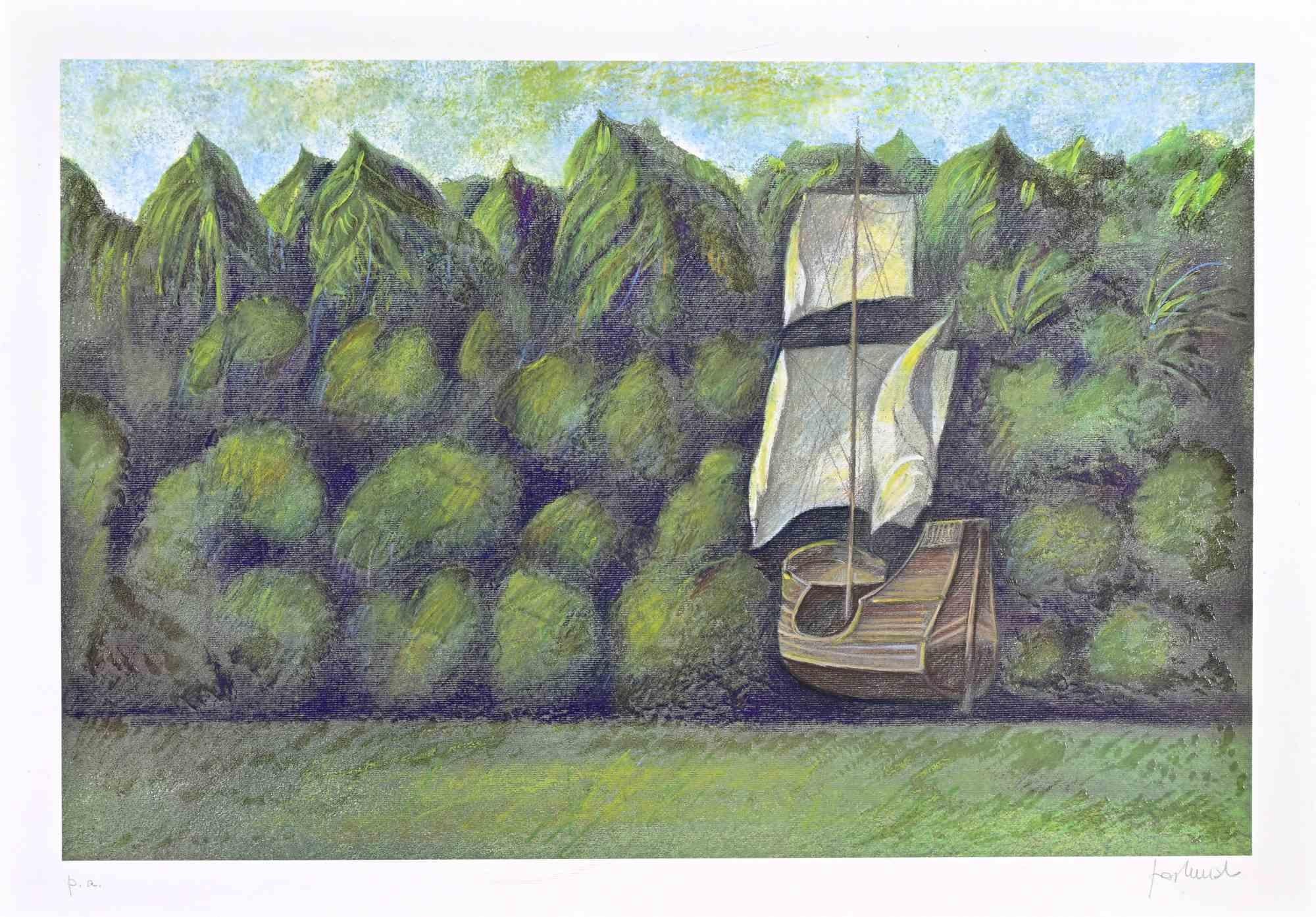 The Ship - Screenprint by Franco Fortunato - 1990s