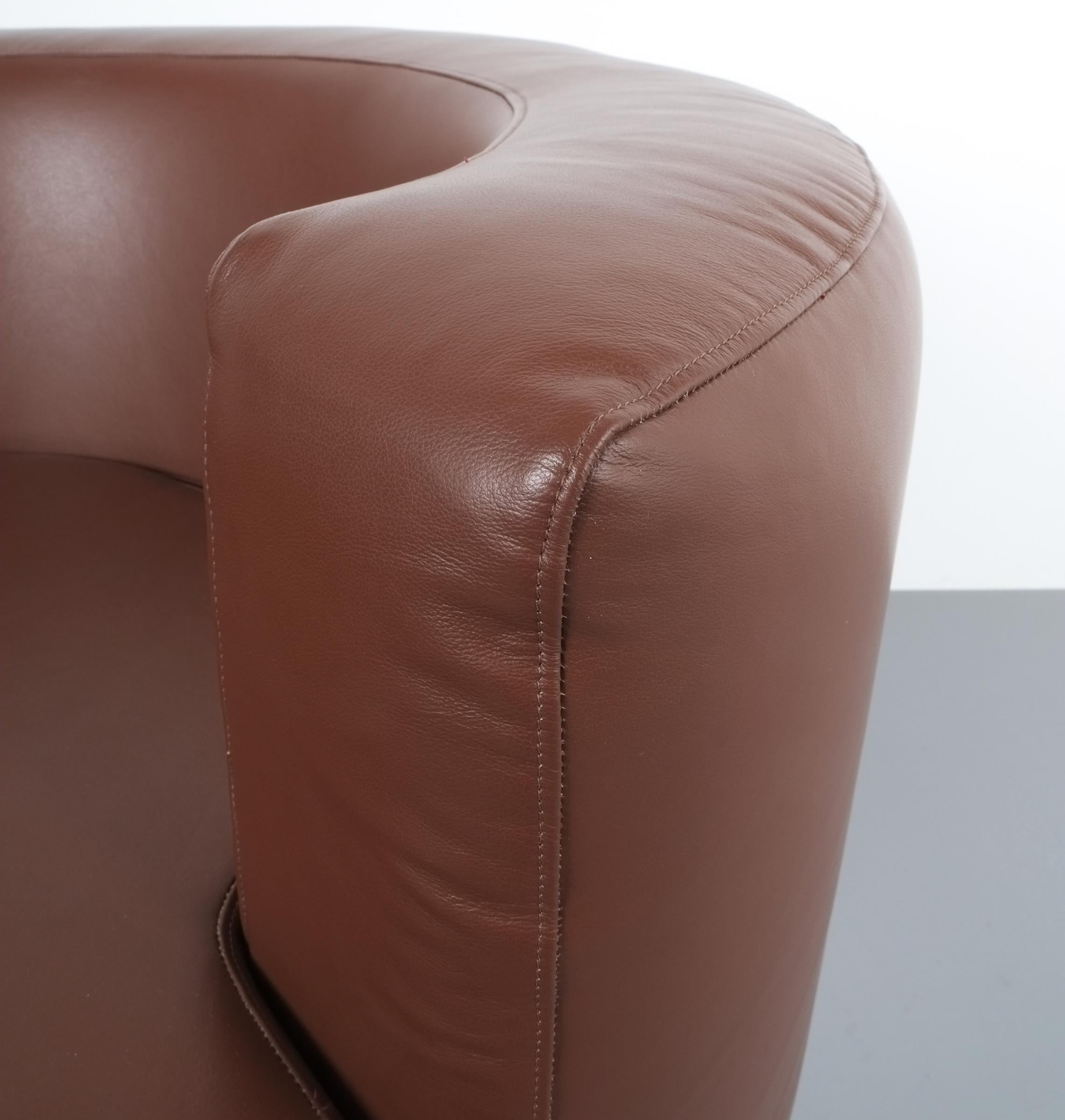 Franco Fraschini Brown Leather Chair for Driade, Italy, 1965 3