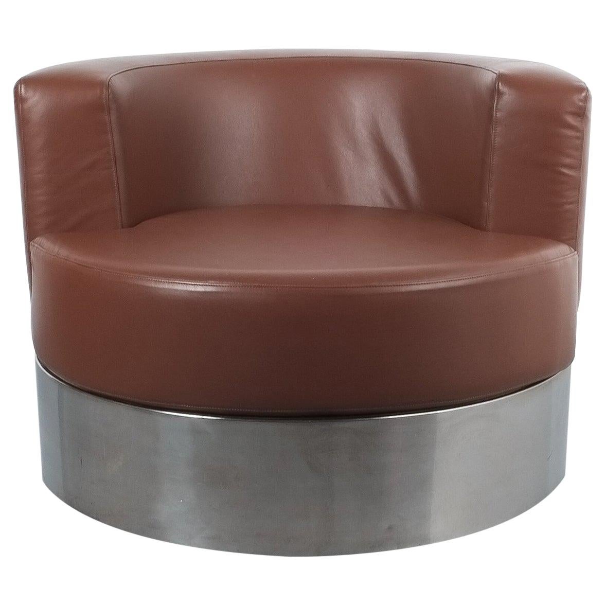 Franco Fraschini Brown Leather Chair for Driade, Italy, 1965