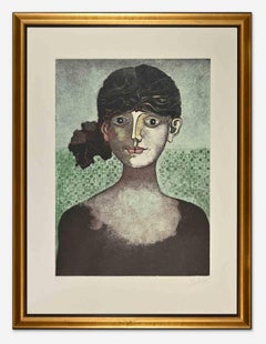 Une fille - Lithographie de Franco Gentilini - 1970