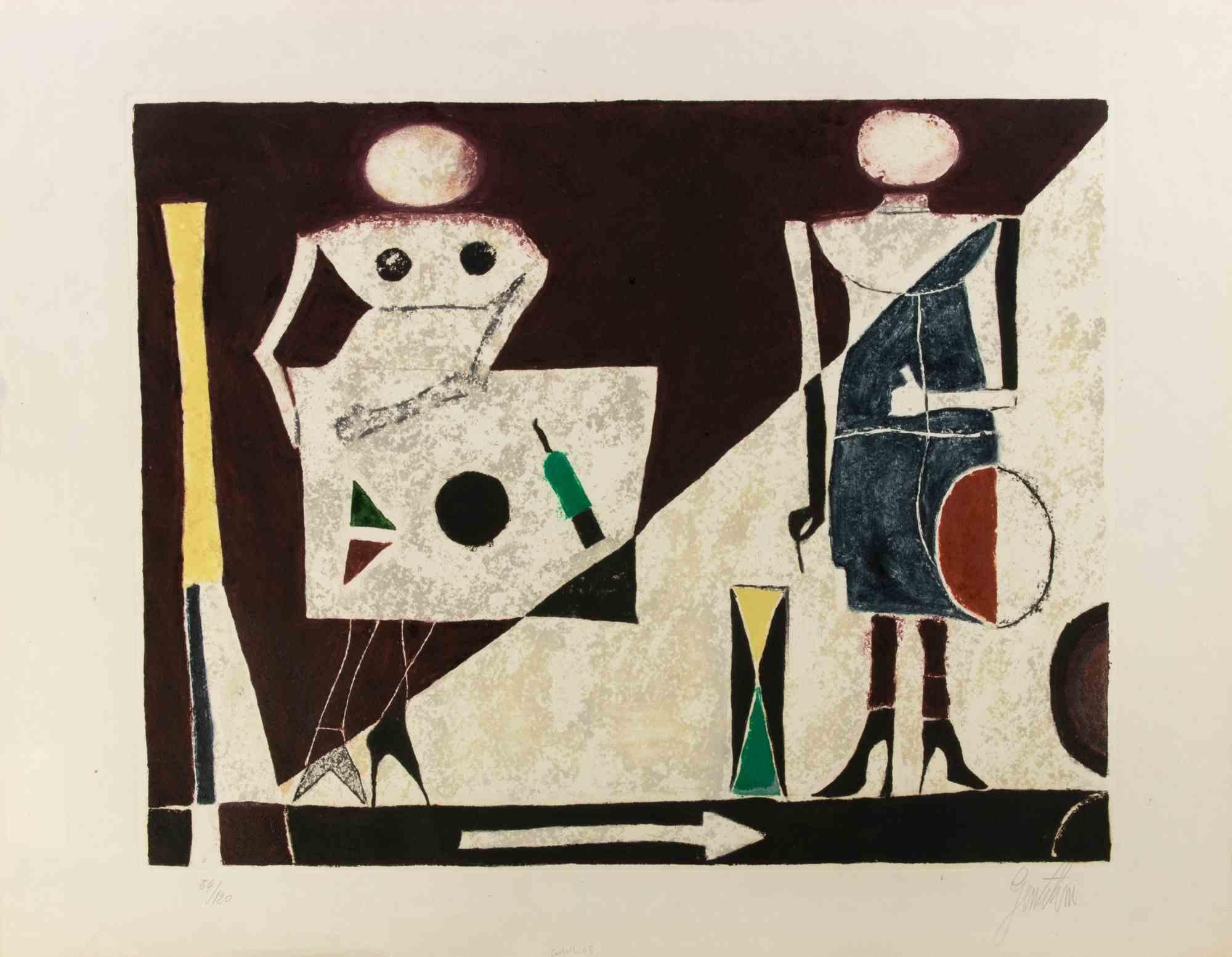 Castles is a contemporary artwork realized by Franco Gentilini in 1968.

Mixed colored etching.

Hand signed and numbered in the lower margin

Edition of 54/120

Titled and dated on the lower center

Good conditions except of light folds along the