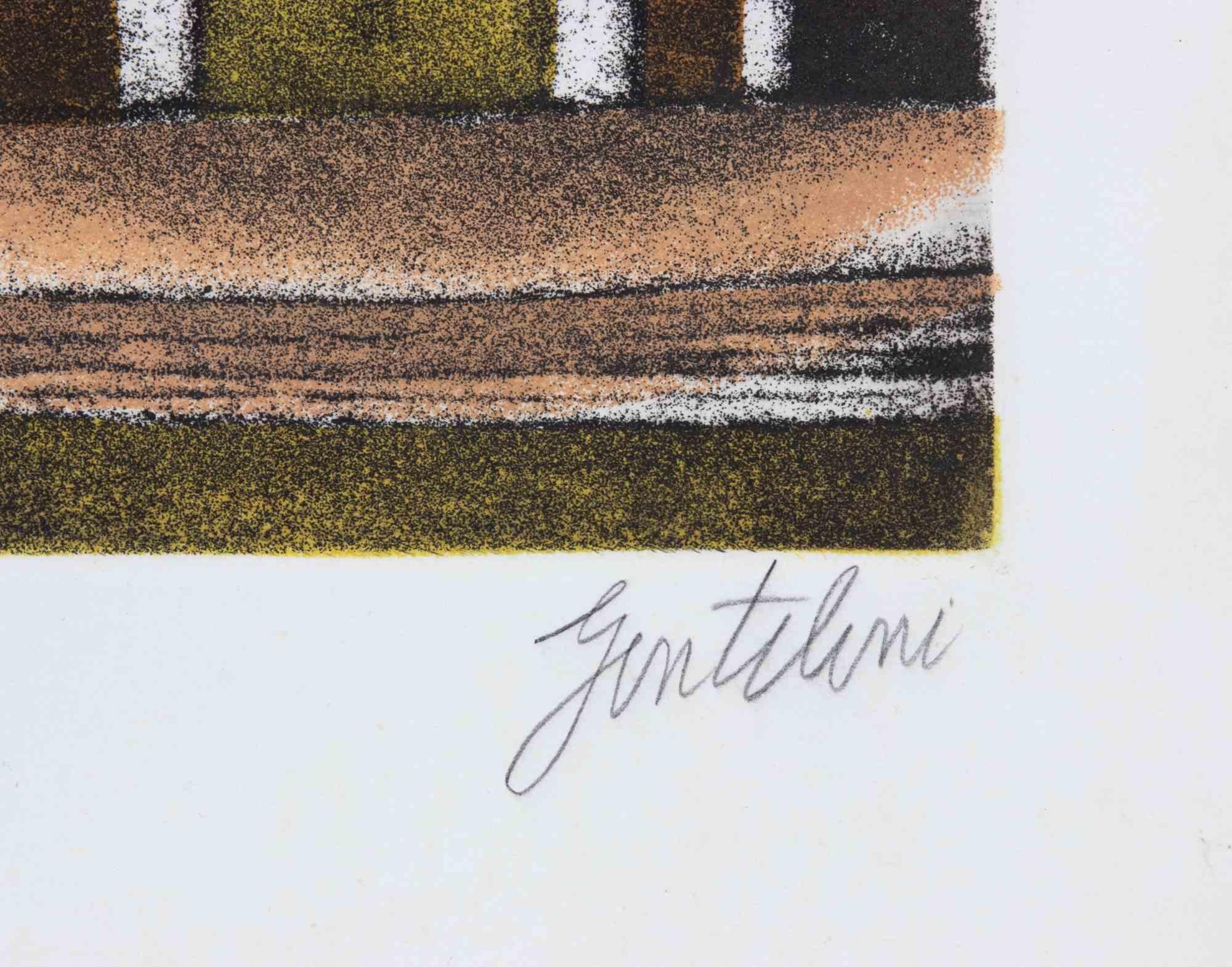 Cathedral - Etching and Aquatint by Franco Gentilini - 1970s For Sale 2