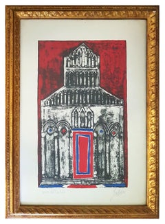 Vintage Cathedral - Lithograph by F. Gentilini