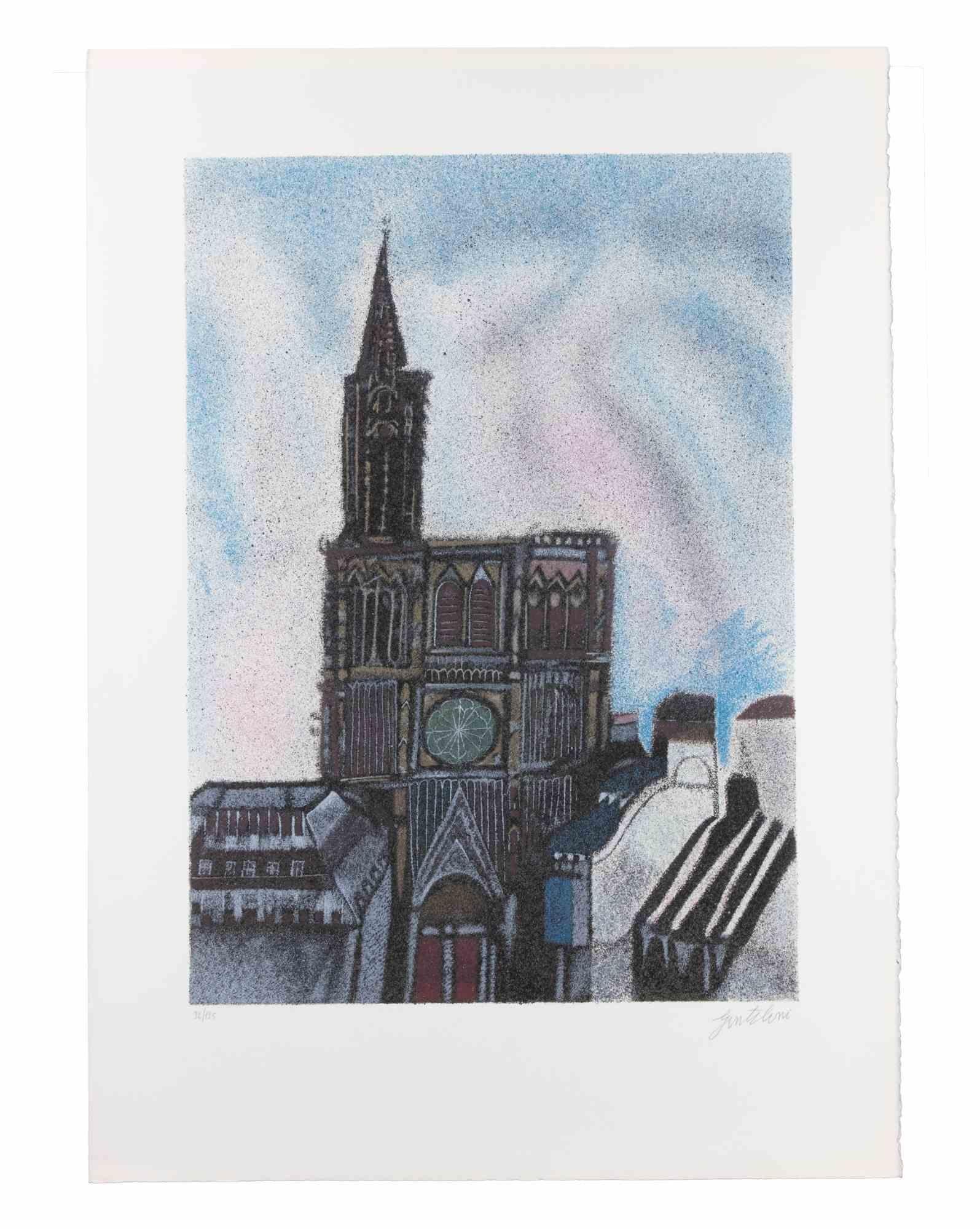Church - Screen Print by Franco Gentilini - 1970s For Sale 1