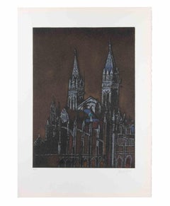 Church - Screen print by Franco Gentilini - 1970s