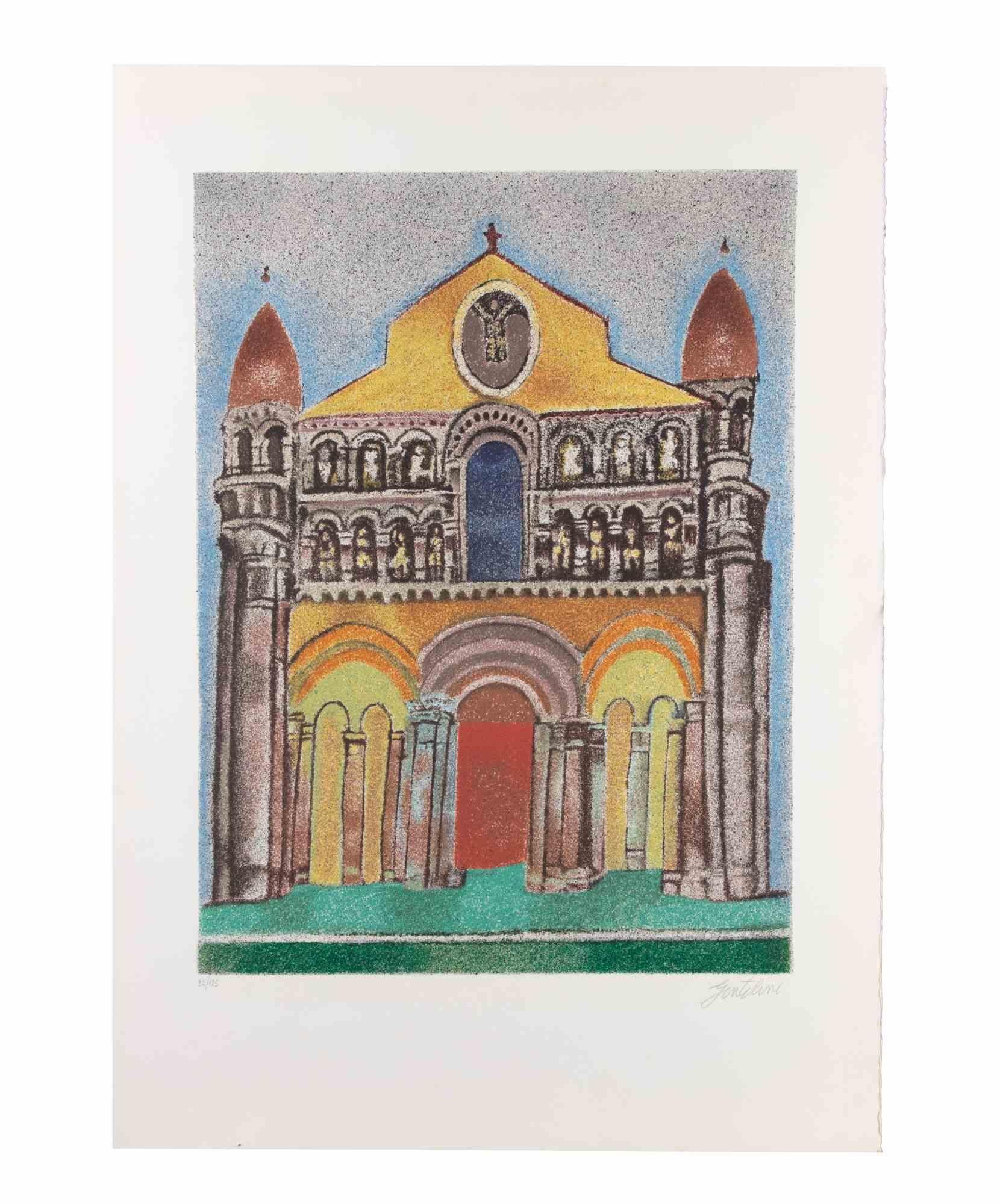 Church - Screen print by Franco Gentilini - 1970s For Sale 1
