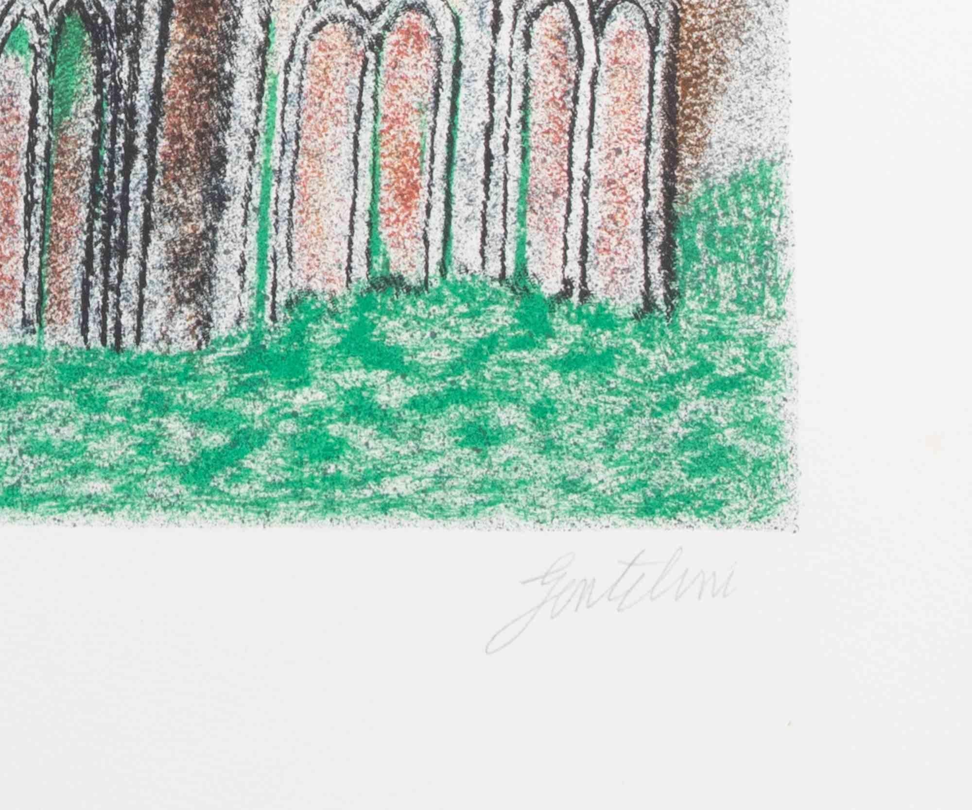 Church - Screen print by Franco Gentilini - 1970s For Sale 1