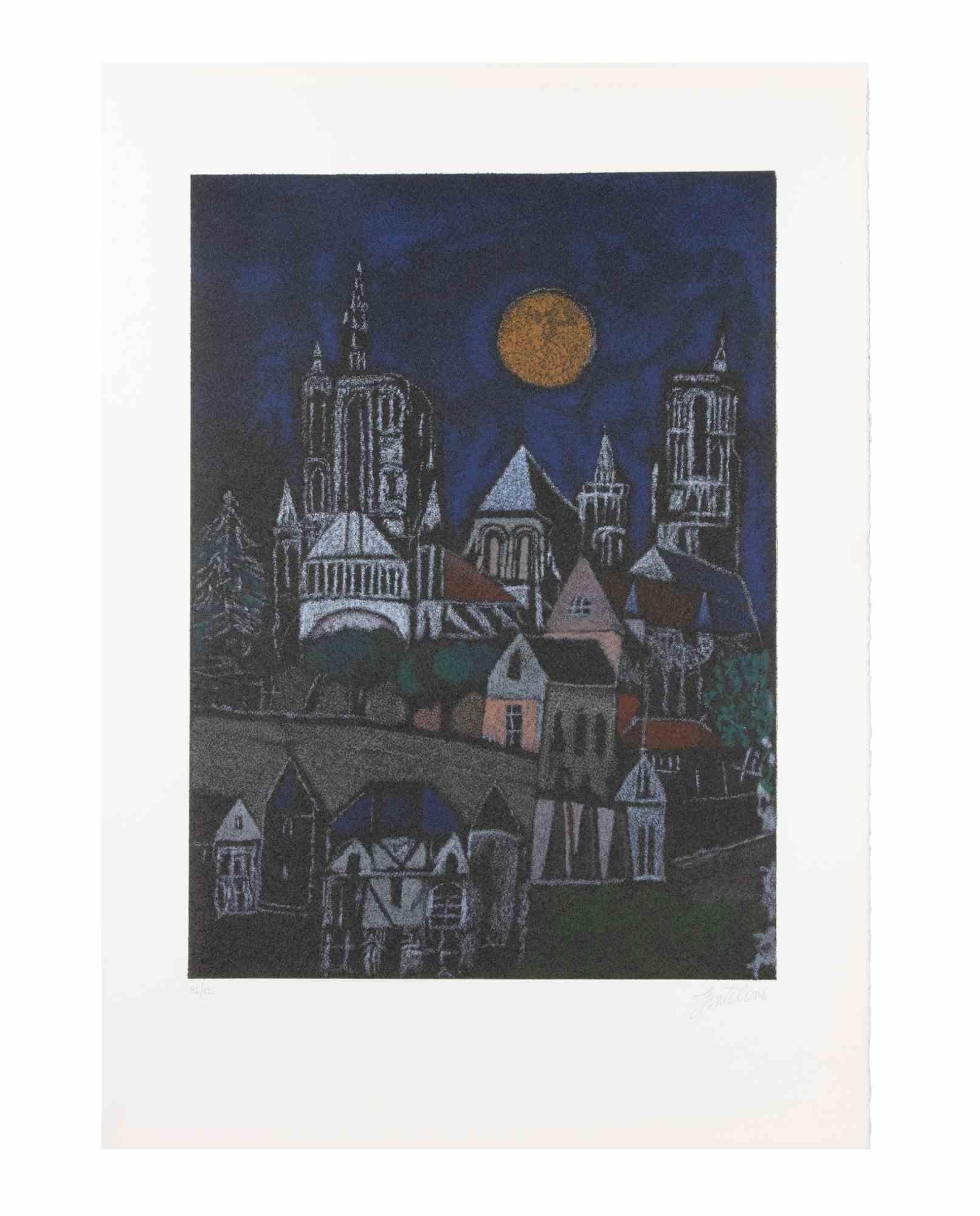 Church - Screen print by Franco Gentilini - 1970s For Sale 1