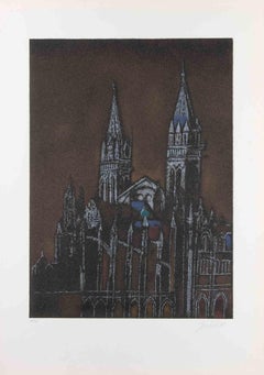 Church - Screen print by Franco Gentilini - 1970s
