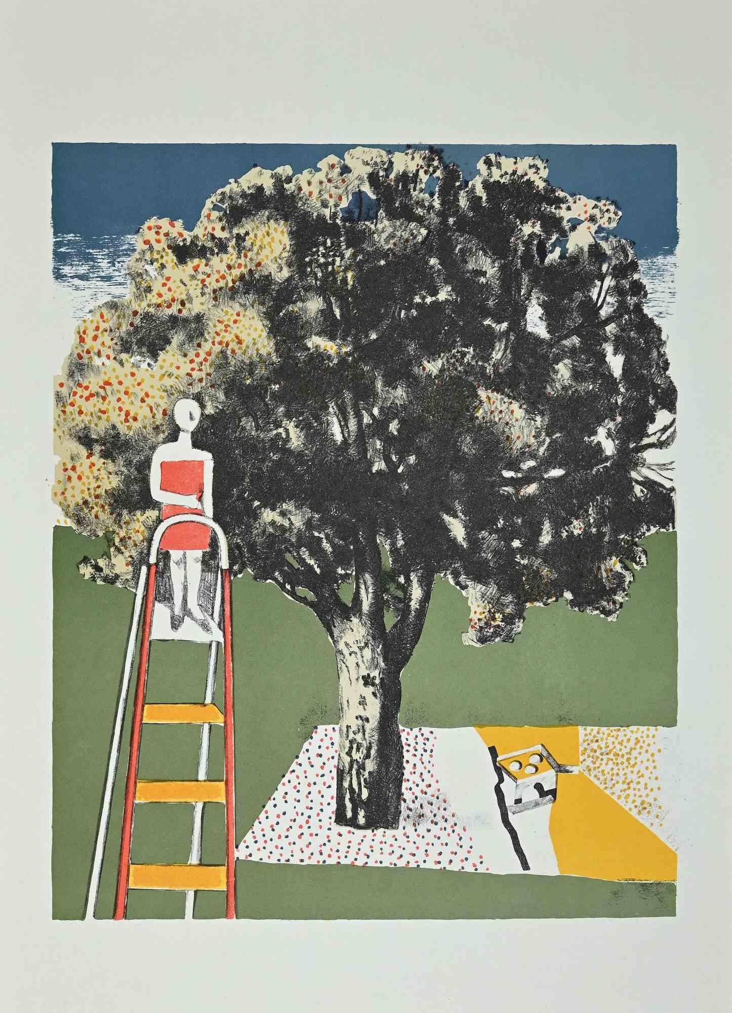 Figure and Tree is a Vintage Offset Print on ivory-colored paper, realized by  Franco Gentilini ( Italian Painter, 1909-1981), in the 1970s.

The state of preservation of the artwork is excellent.

Franco Gentilini ( Italian Painter, 1909-1981):