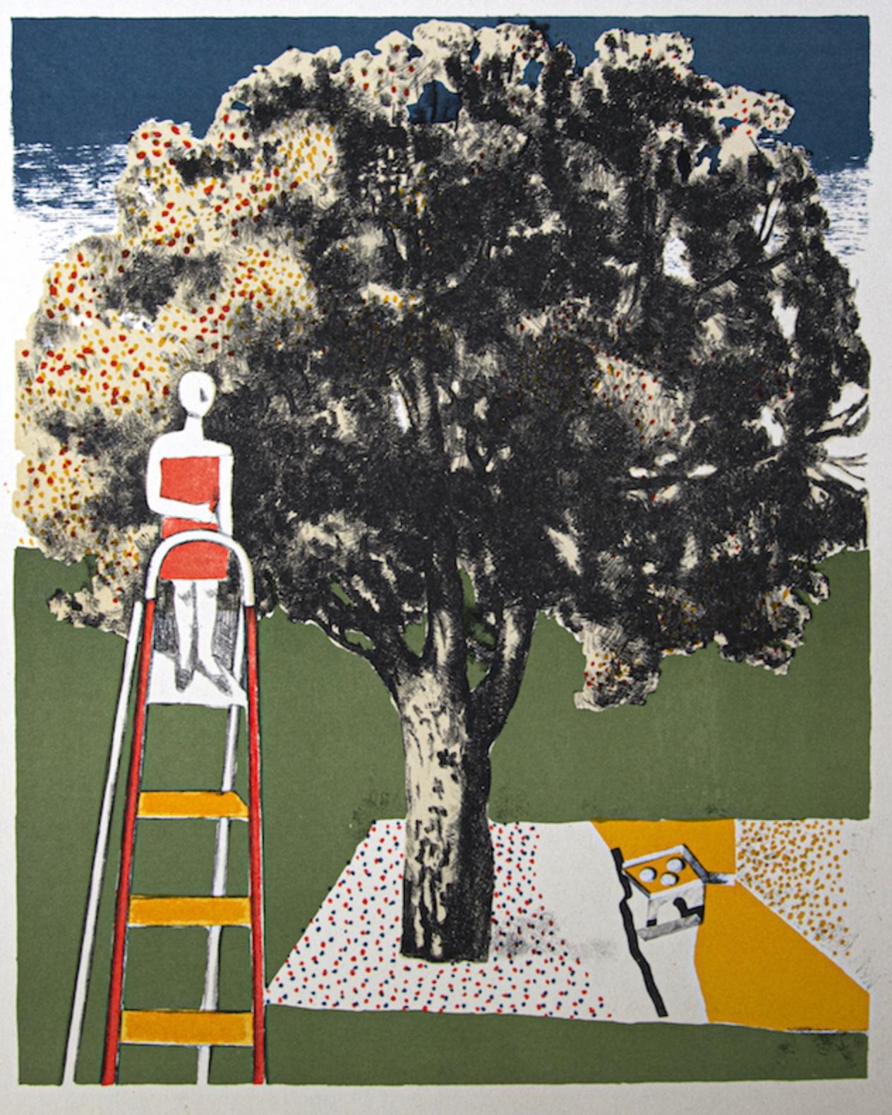 Figure and Tree is a Vintage Offset Print on ivory-colored paper, realized by Franco Gentilini (Italian Painter, 1909-1981), in 1970s.

The state of preservation of the artwork is excellent.

Franco Gentilini (Italian Painter, 1909-1981):
