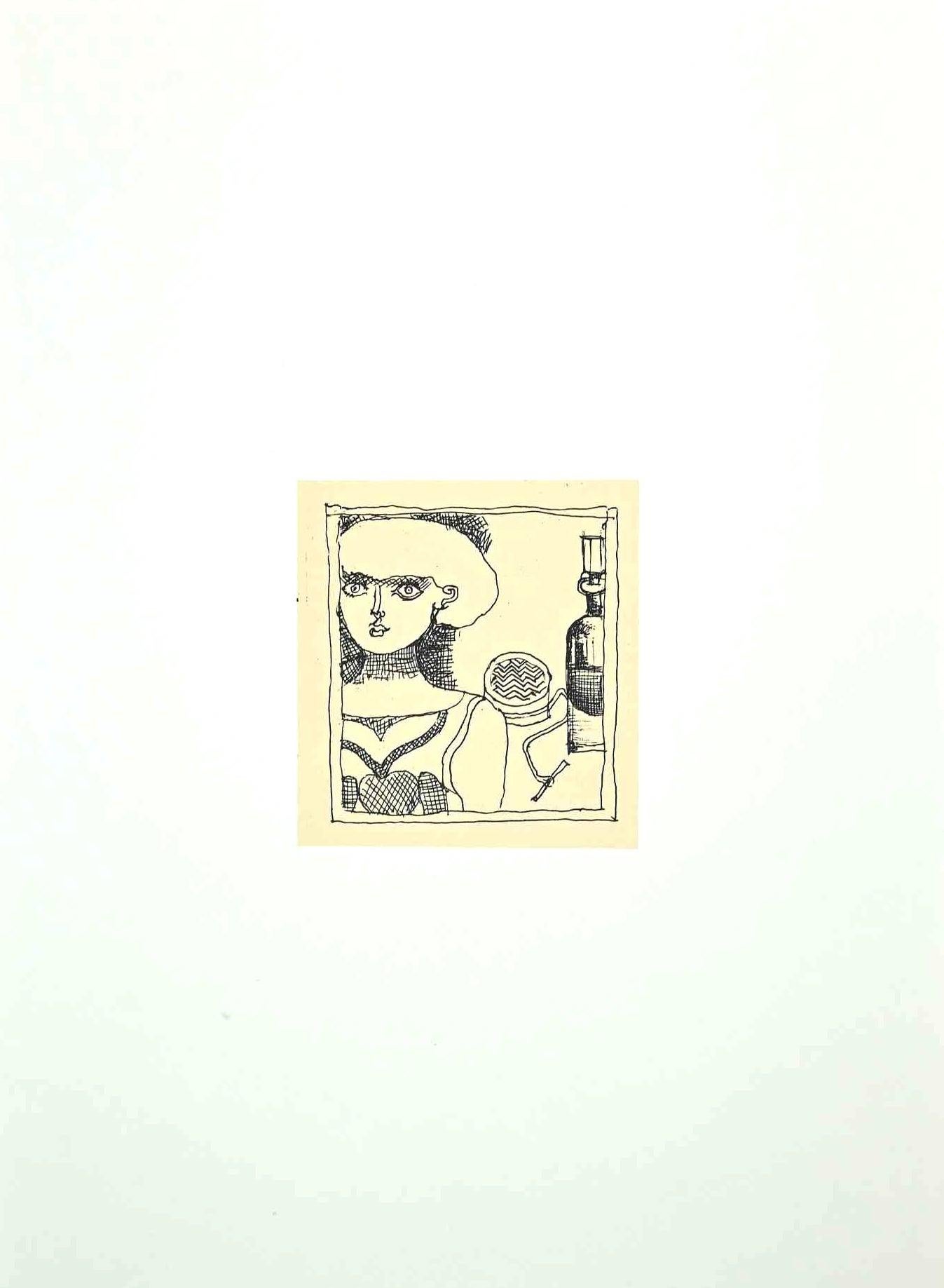 Figure - Original Offset Print by Franco Gentilini - 1970s