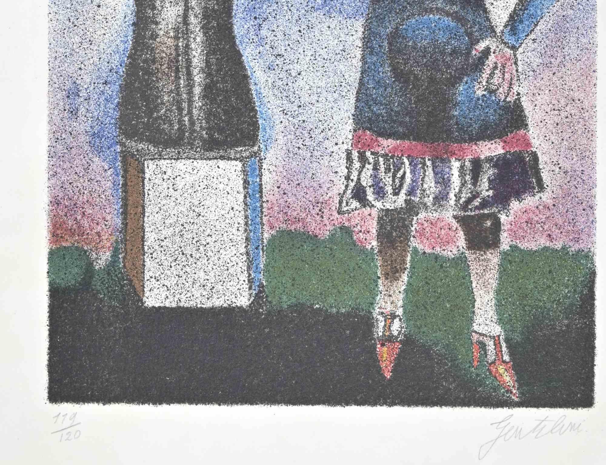 Figures - Lithograph by Franco Gentilini - 1970s For Sale 1