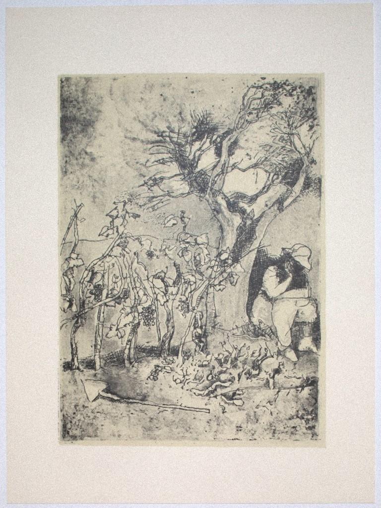 Garden is an original Vintage Offset Print on ivory-colored paper, realized by Franco Gentilini (Italian Painter, 1909-1981) in the late 20th Century.

The state of preservation of the artwork is excellent.

Not Signed. Not Numbered.

Sheet