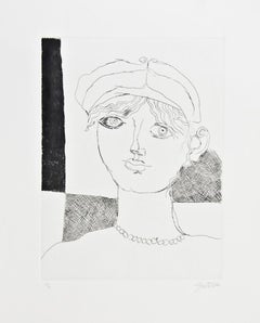 Fille au collier - Gravure de Franco Gentilini - 1976