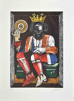 Retro King of Coins - Etching by Franco Gentilini - 1970s