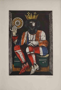 Retro King of Coins - Etching by Franco Gentilini - 1970s