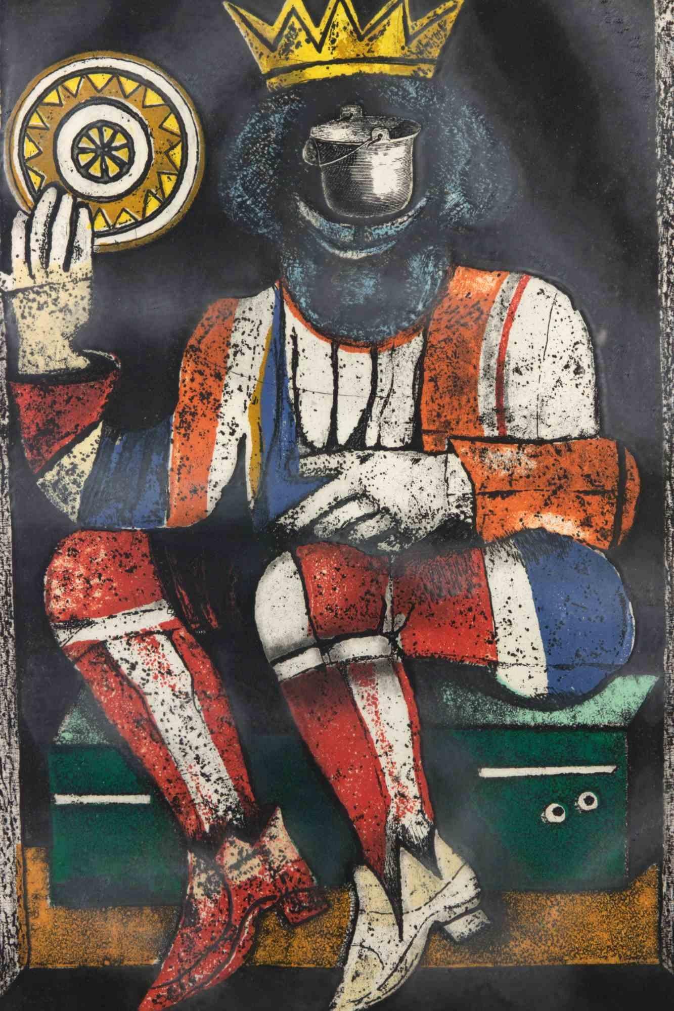 Rey de Monedas - Serigrafía de Franco Gentilini - Años 70 en venta 1