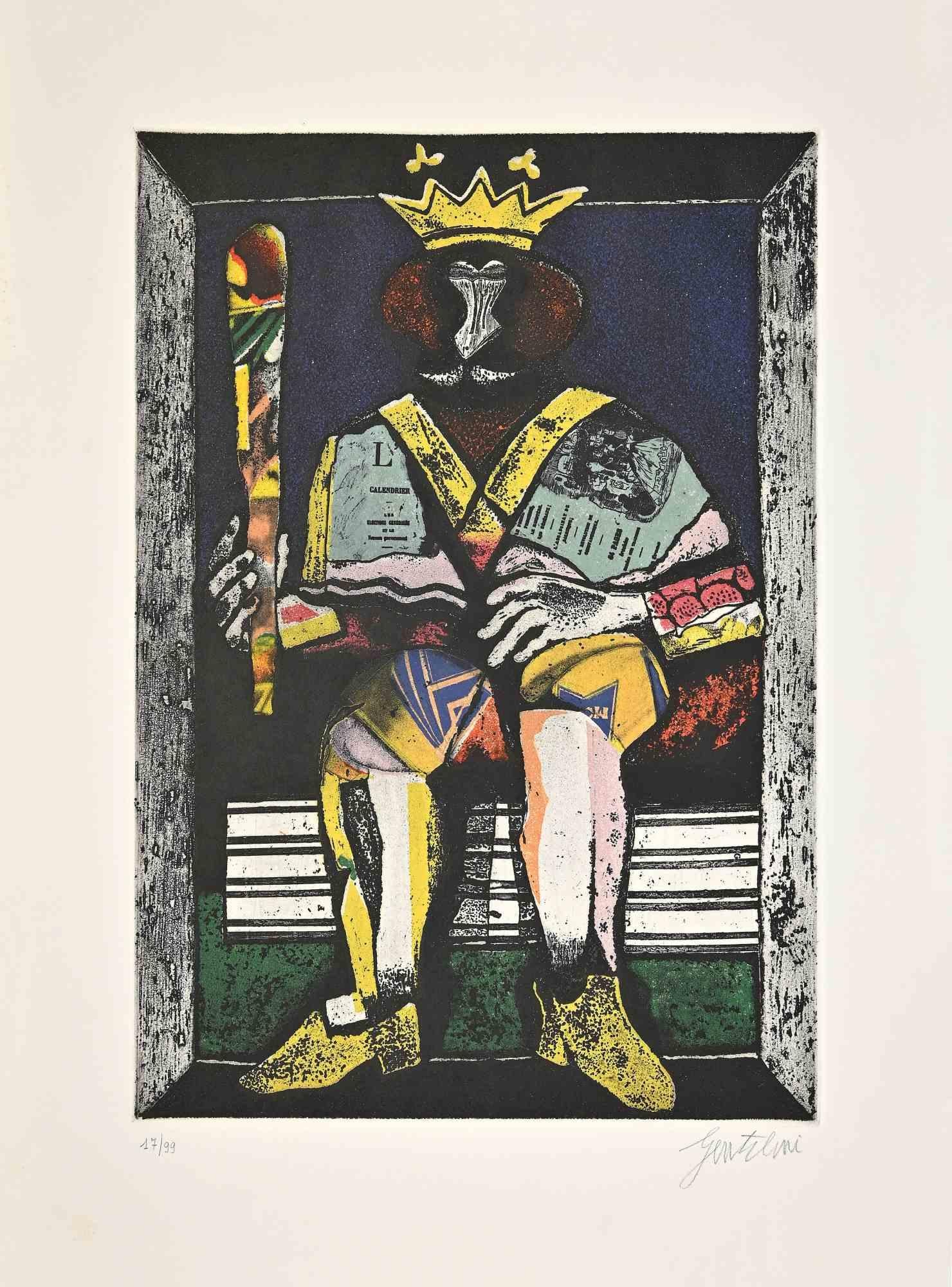 King of Wands is an etching realized by Franco Gentilini (Italian Painter, 1909-1981) in the 1970s.

The state of preservation of the artwork is very good.

Hand-signed.

Numbered, edition of 17/99.

Franco Gentilini (Italian Painter, 1909-1981):