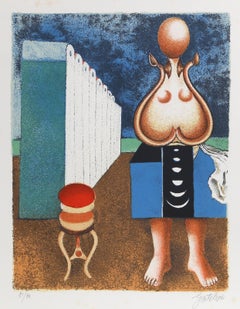 La Grande Bagnante, Surrealist Lithograph by Franco Gentilini