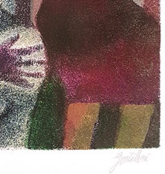Luisa and Ippolito on the Traway- Original Lithograph by Franco Gentilini - 1980