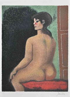 Vintage Nude from the Back - Lithograph by Franco Gentilini - 1970s