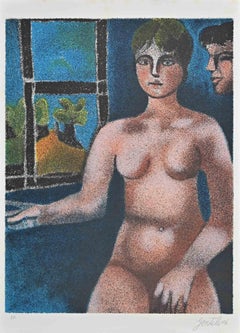 Retro Nude -Lithograph by Franco Gentilini - 1980s