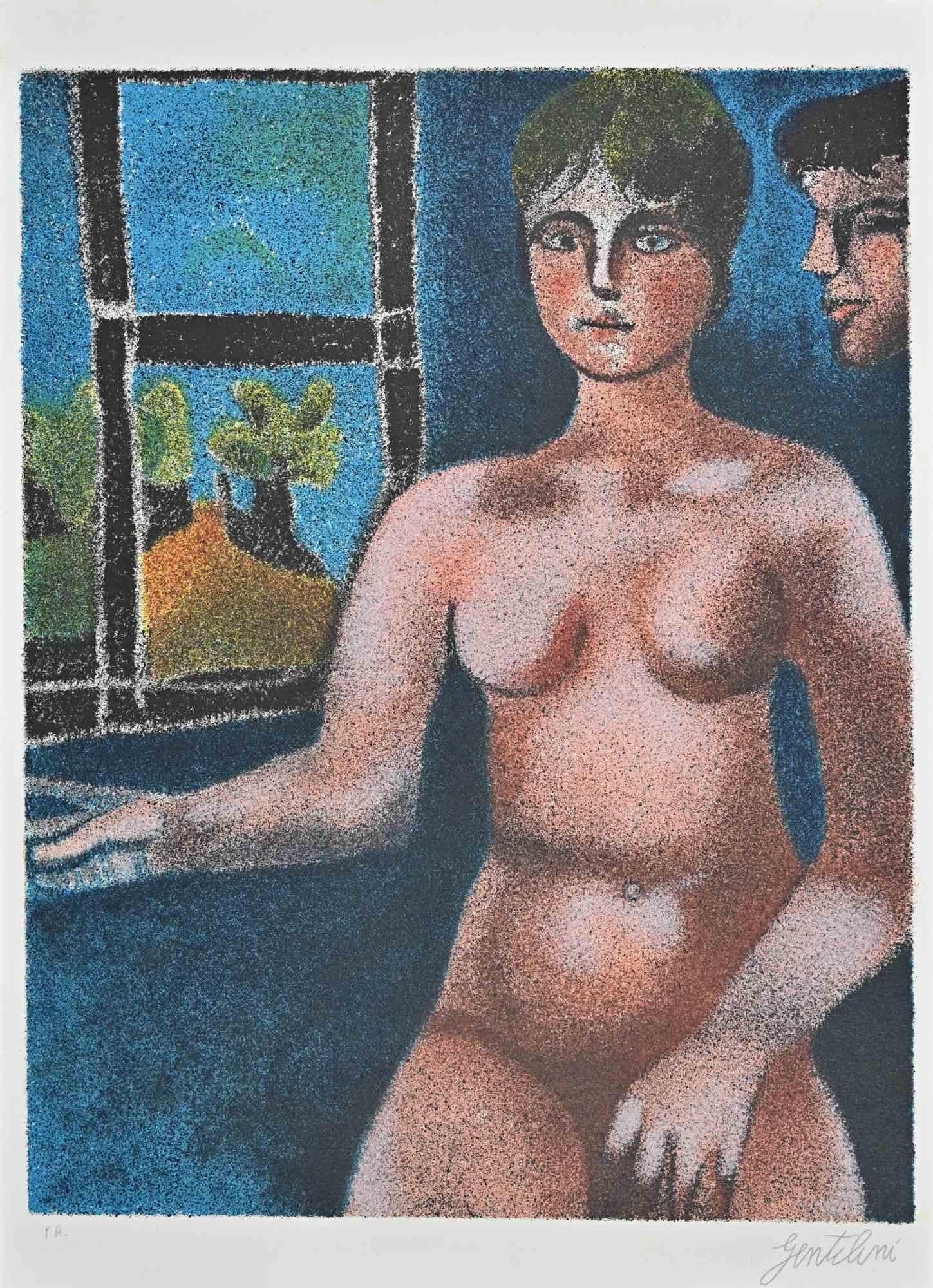 Akt einer Frau – Lithographie von Franco Gentilini – 1970er Jahre