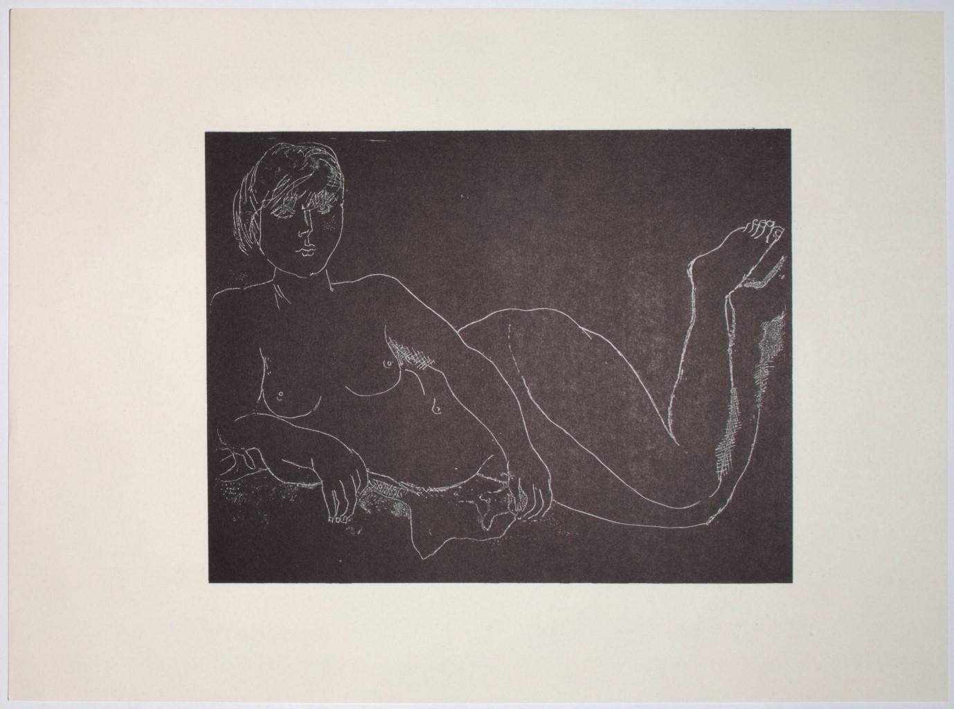 Nude on Black is an original Vintage Offset Print on ivory-colored paper, realized by Franco Gentilini (Italian Painter, 1909-1981), in the late 20th Century.

The state of preservation of the artwork is excellent.

Not Signed. Not Numbered.

Sheet