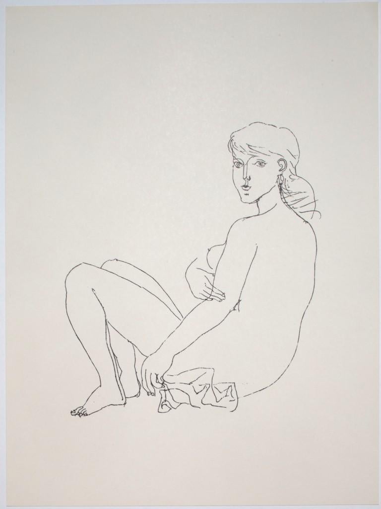 Nudefarbener Vintage- Offsetdruck von Franco Gentilini - 20. Jahrhundert