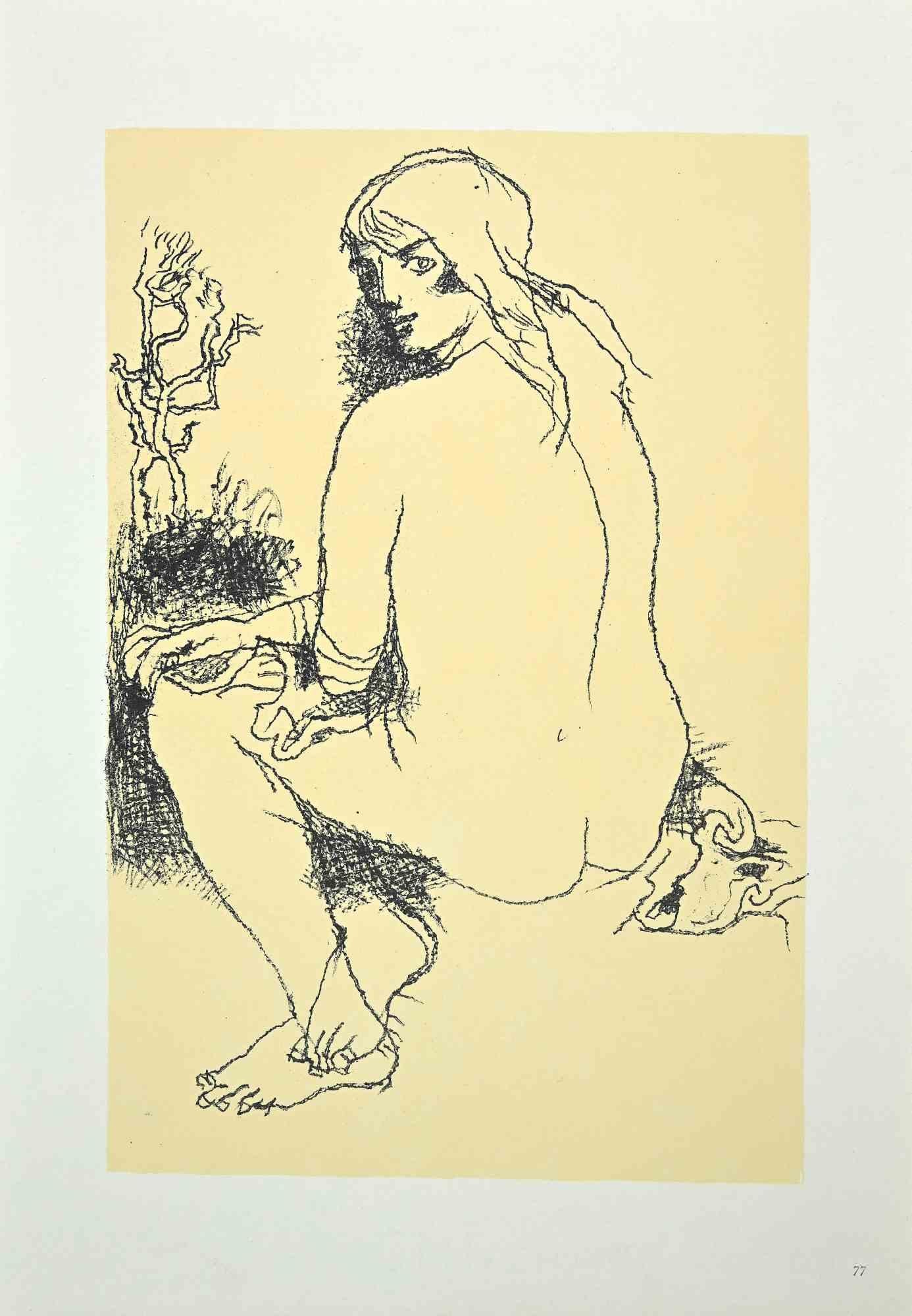 Femme nue - Imprimé original offset de Franco Gentilini - 1970