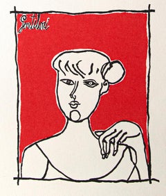 Portrait d'une femme - Offset original de Franco Gentilini  - 1980s