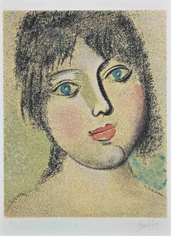 Portrait de femme - Lithographie de Franco Gentilini - 1970