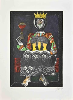 Königin der Tassen – Radierung von Franco Gentilini – 1970er Jahre