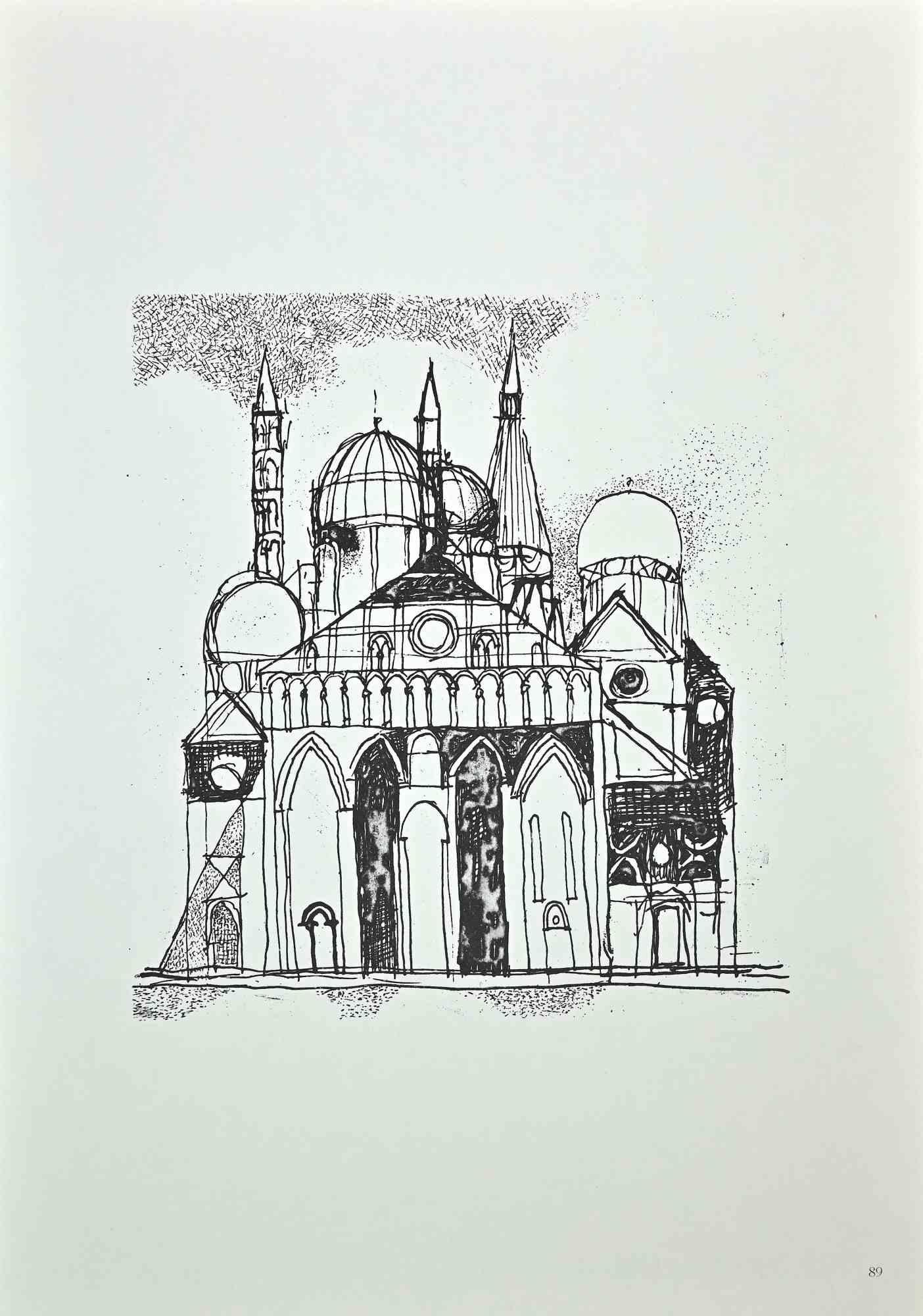 The Big Church – Offsetdruck von Franco Gentilini – 1970er Jahre