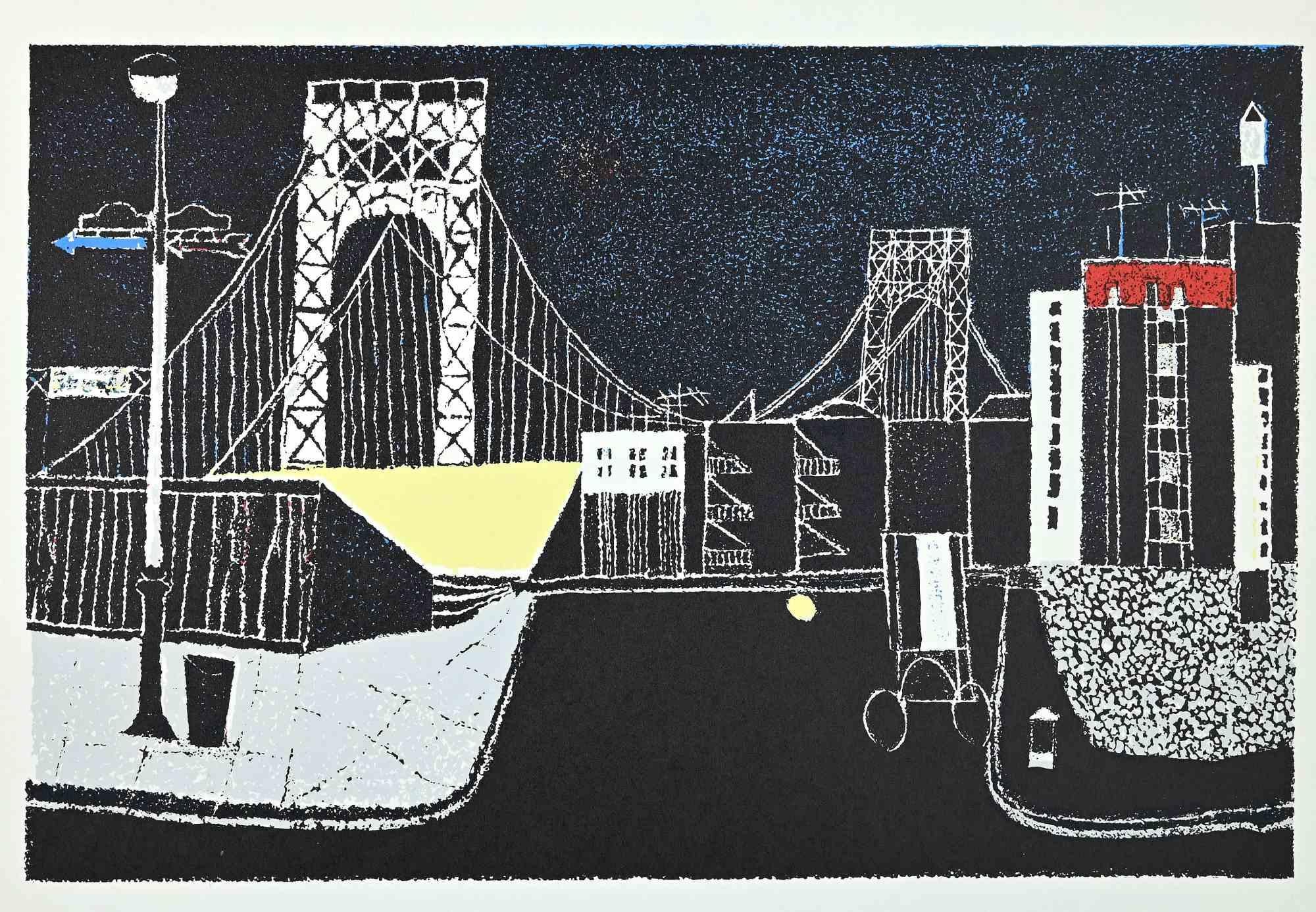 The bridge is an original Vintage Offset Print on ivory-colored paper, realized by Franco Gentilini (Italian Painter, 1909-1981) in the 1970s.

The state of preservation of the artwork is excellent.

Franco Gentilini ( Italian Painter, 1909-1981):