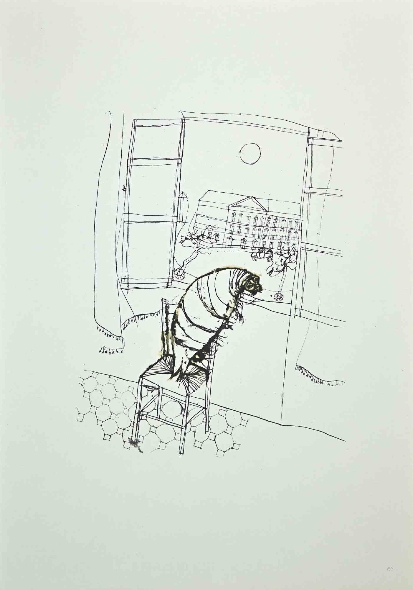 The Bug on the Window  is an original vintage offset print on ivory-colored paper, realized by  Franco Gentilini ( Italian Painter, 1909-1981) in 1970s.

The state of preservation of the artwork is excellent.

Franco Gentilini ( Italian Painter,