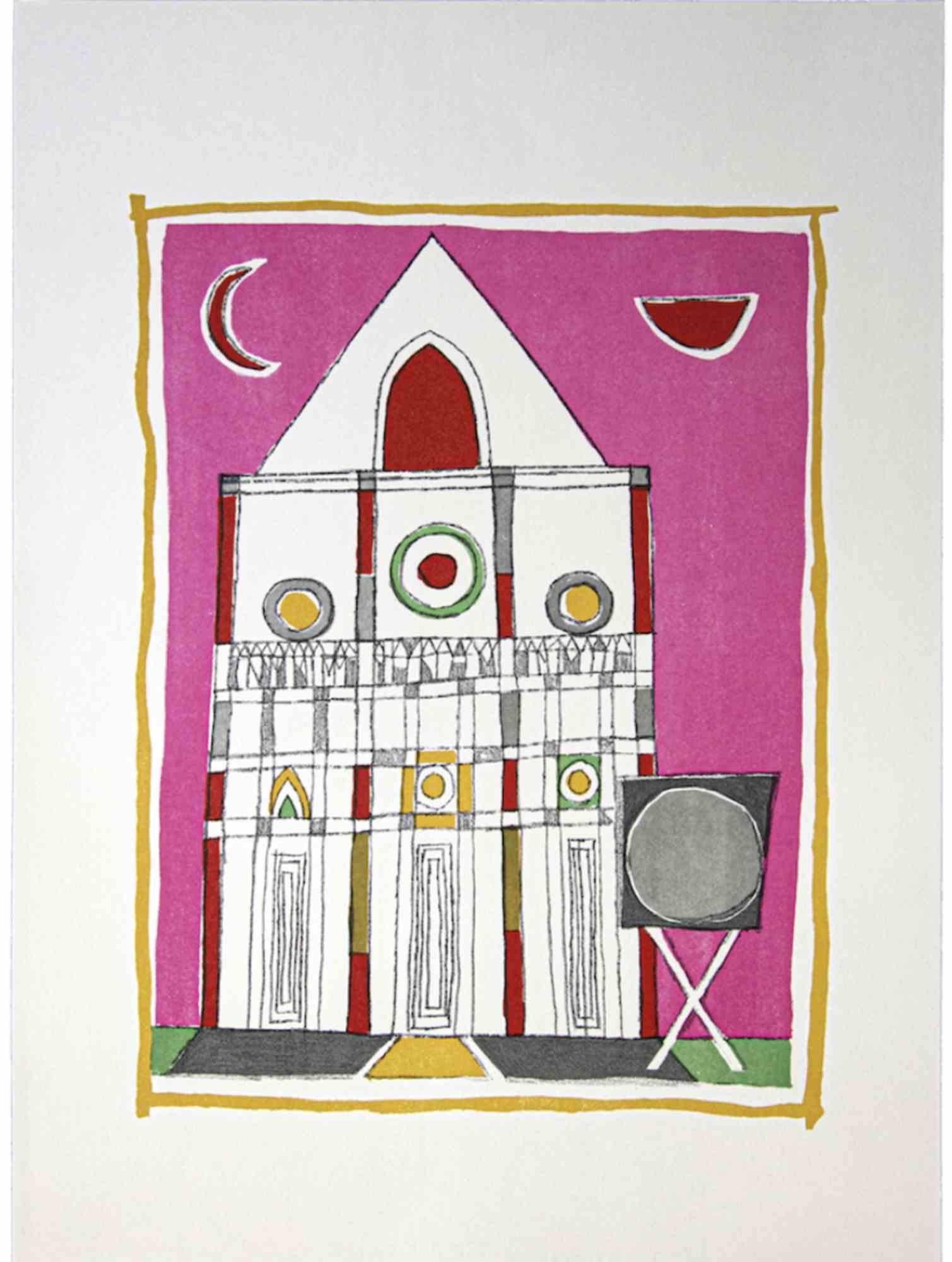 The Cathedral is a Vintage Offset Print on ivory-colored paper, realized by  Franco Gentilini ( Italian Painter, 1909-1981), in the 1970s.

The state of preservation of the artwork is excellent.

Franco Gentilini ( Italian Painter, 1909-1981):