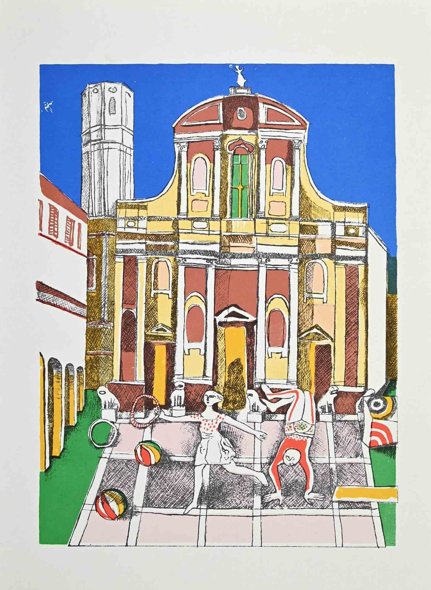 La Cathédrale est une impression offset vintage sur papier ivoire, réalisée par  Franco Gentilini (peintre italien, 1909-1981), dans les années 1970.

L'état de conservation des œuvres d'art est excellent.

Franco Gentilini (peintre italien,