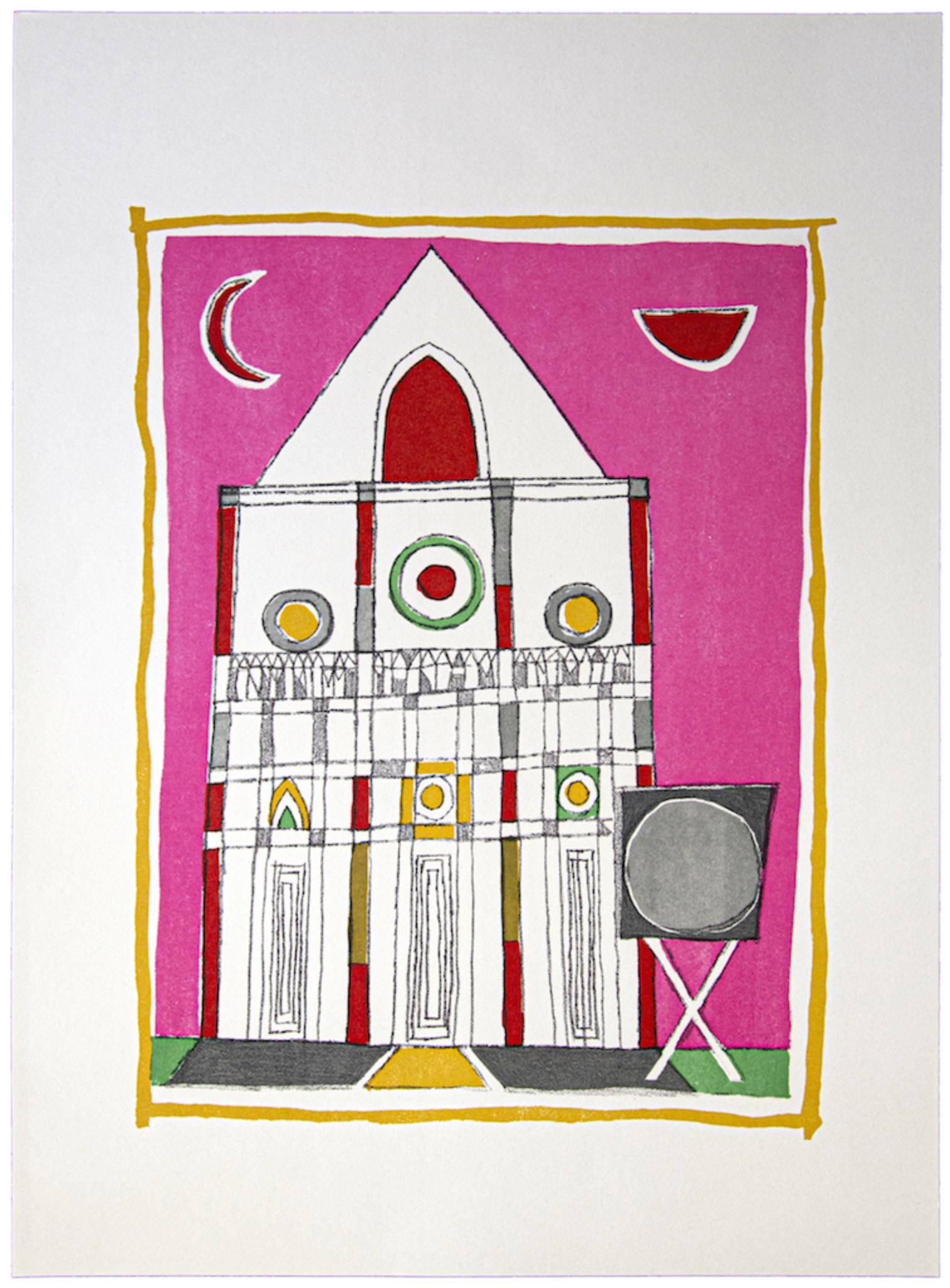 The Cathedral is an original Vintage Offset Print on ivory-colored paper, realized by Franco Gentilini (Italian Painter, 1909-1981), in 1970s.

The state of preservation of the artwork is excellent.

Franco Gentilini (Italian Painter, 1909-1981):